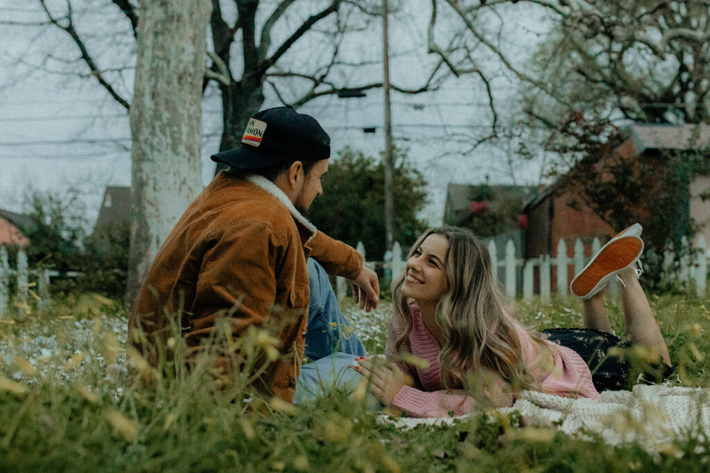 cute couple looking at each other 