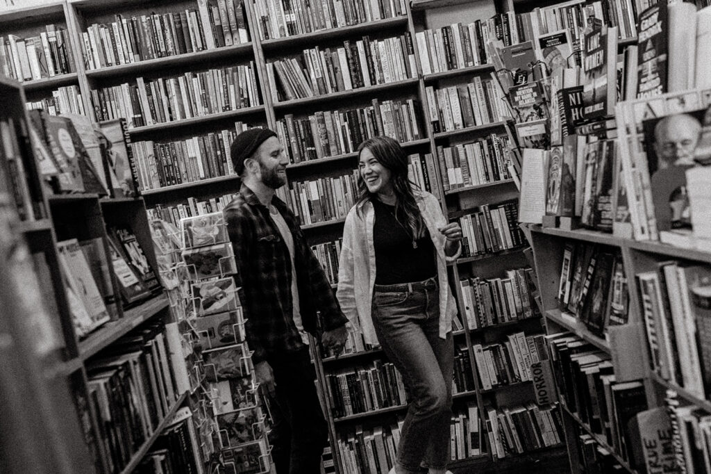 couple during their fun engagement session 