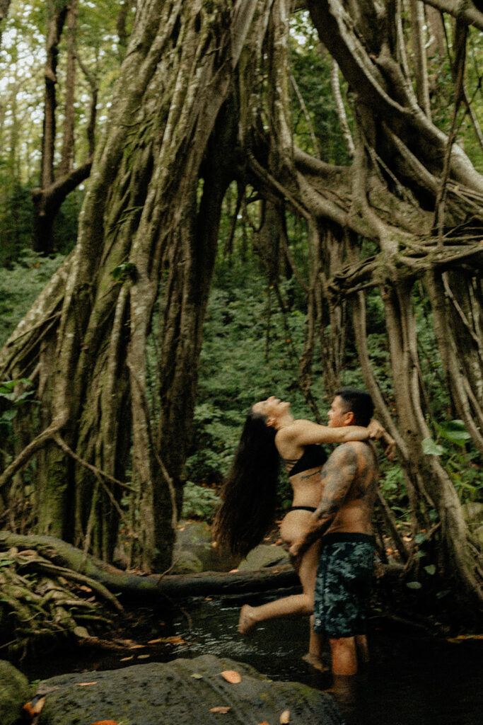 Playful Waterfall Couple Photoshoot 