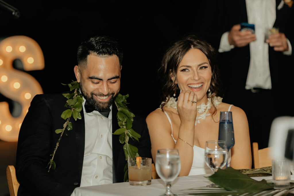 bride and groom at their wedding reception