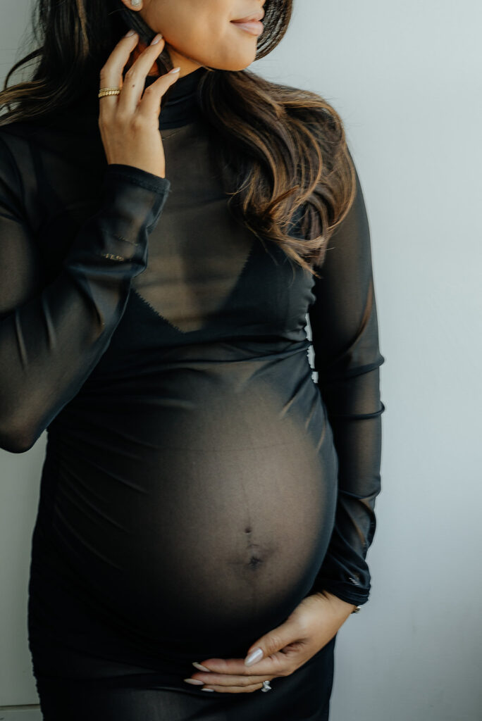 closeup of the baby bump 