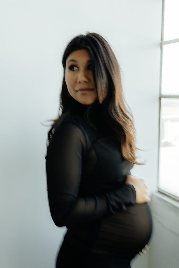 cute studio maternity session
