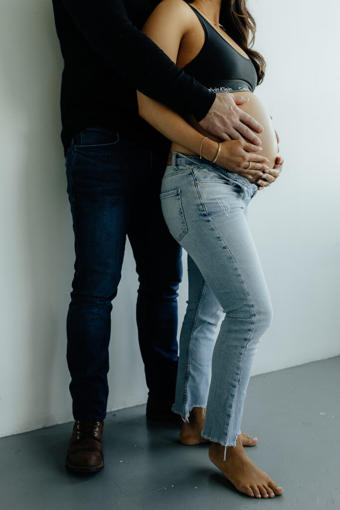 closeup shot of the baby bump 
