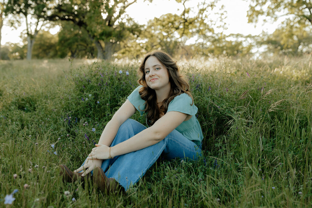 girl sitting during her photoshoot