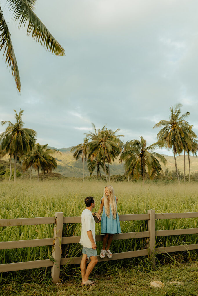 couple talking during their photoshoot 