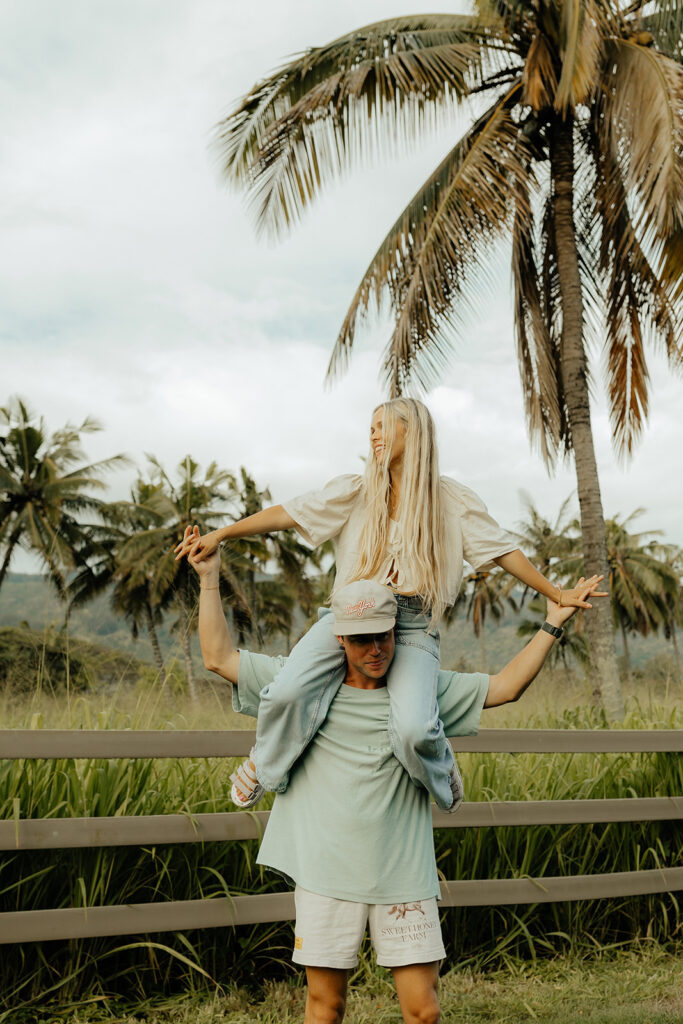 couple playing during their photoshoot 