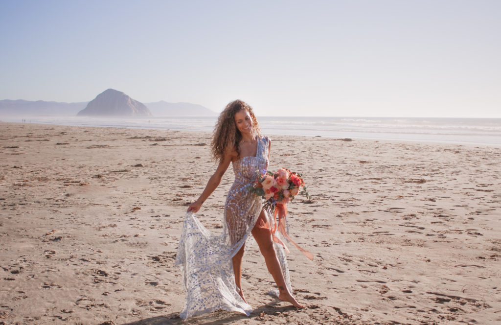 Rachel Christopherson San Luis Obispo Boho Beach Wedding Bridal Portrait Glam Dress