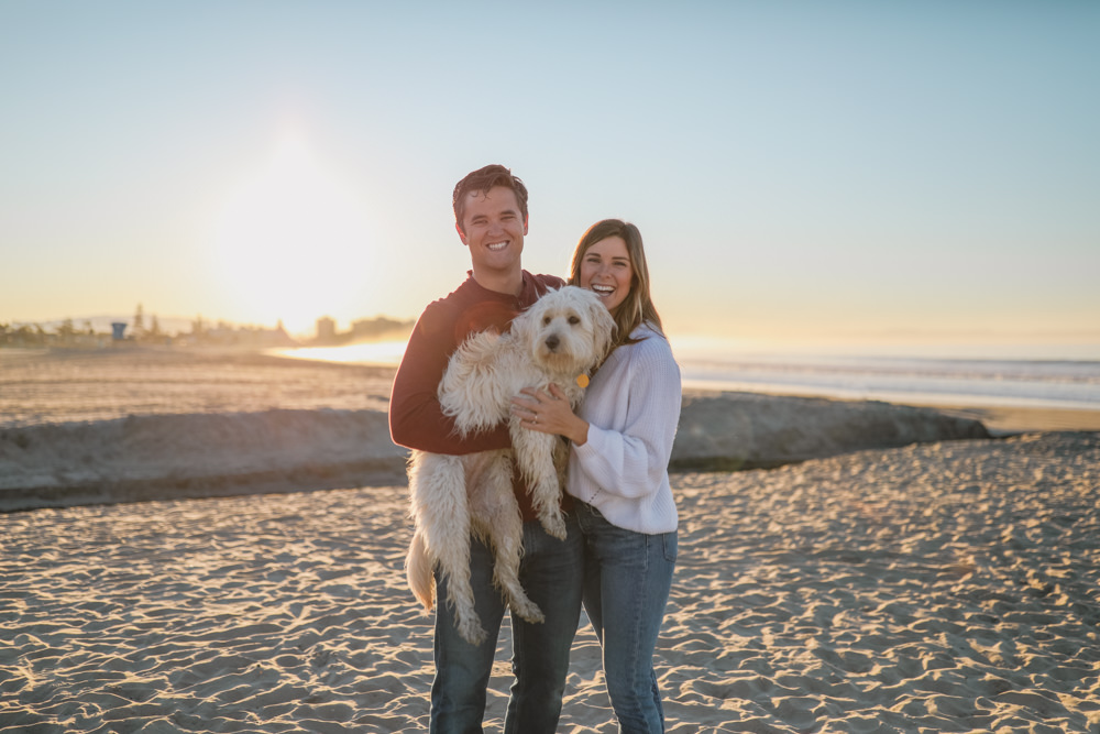 Rachel Christopherson Photos Coronado San Diego Engagement Holding Dog