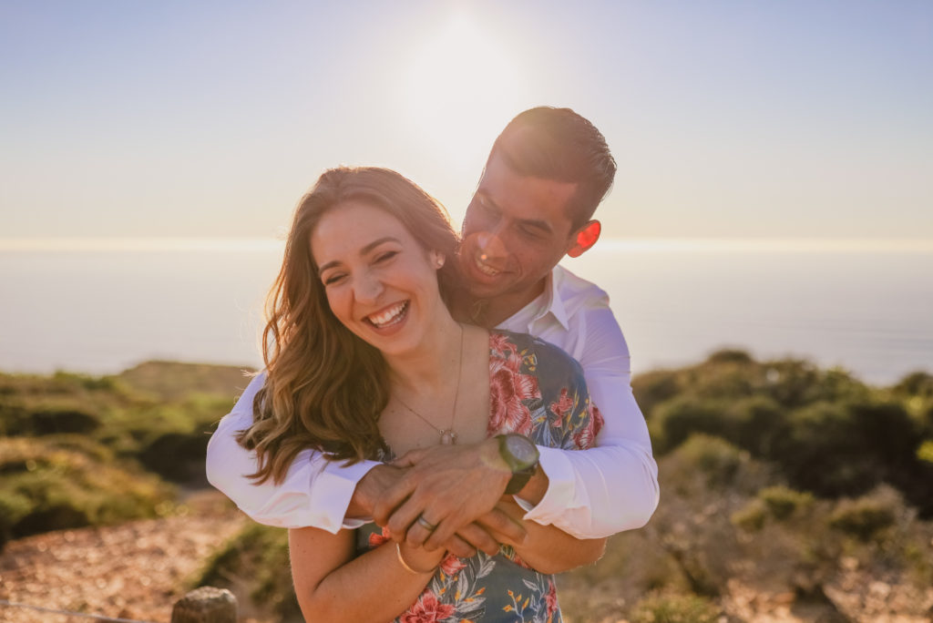 Rachel Christopherson Torrey Pines San Diego Engagement Sunset Ocean Kiss Hug