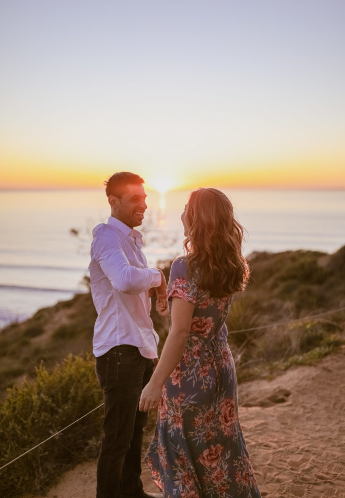 Rachel Christopherson Torrey Pines San Diego Engagement Sunset Ocean Twirl Dance