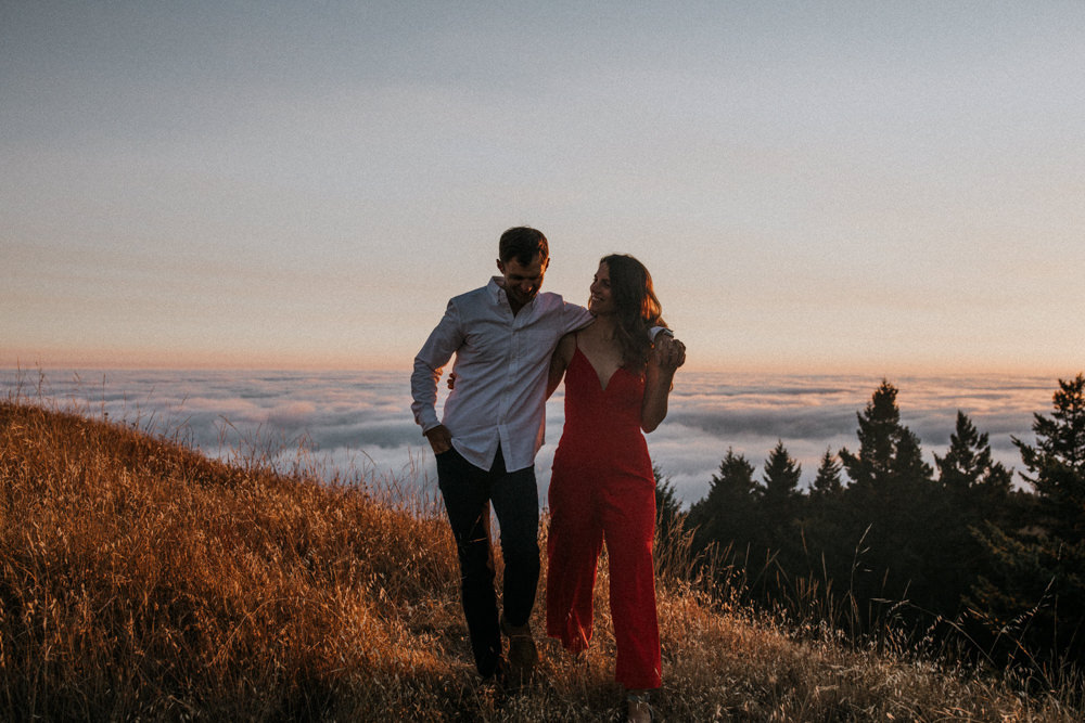 Muir Woods engagement photos, Mount Tamalpais engagement photos, best Bay Area outdoors engagement session locations, California mountains engagement photos, Mount Tamalpais above the clouds engagement photos, Bay Area engagement photographer, Bay Area couples photographer, San Francisco outdoors engagement photos, Muir Woods photoshoot, outdoorsy engagement photos, engagement photos outfit inspo, California engagement session dream locatio,n Rachel Christopherson photography 