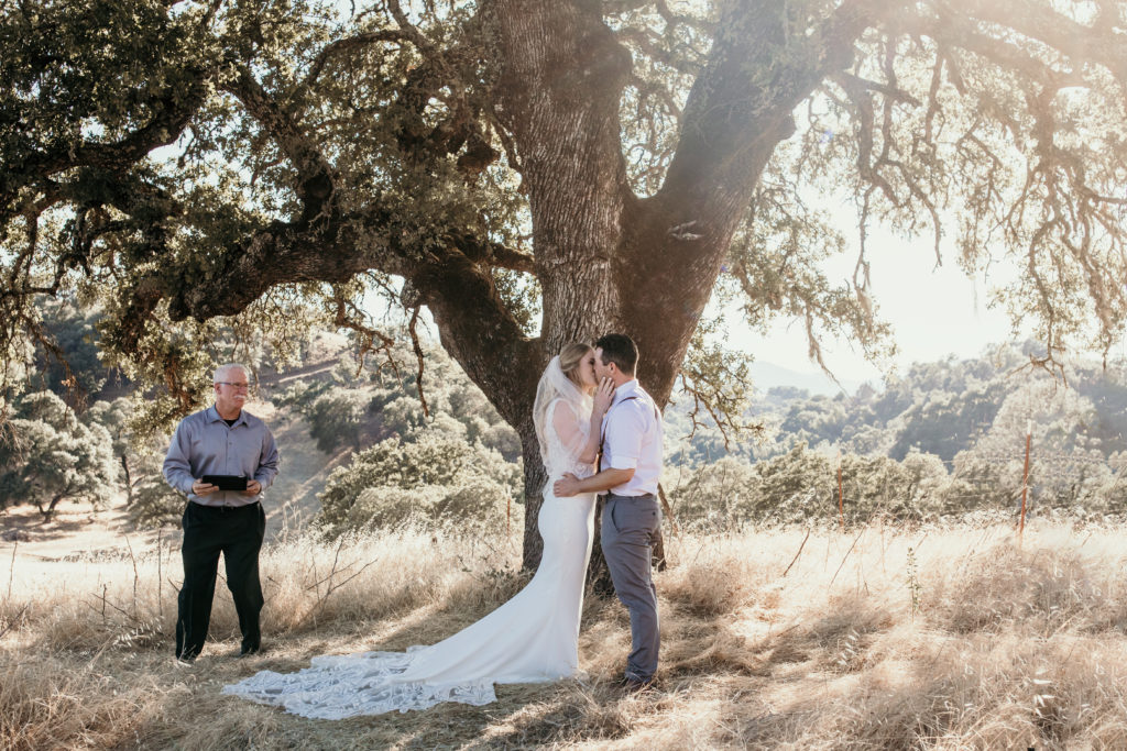 Wedding Couple Kissing during ceremony in Sonoma, Rachel Christopherson Photography LLC