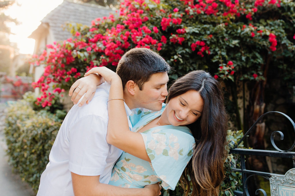 man kissing woman playfully,  Carmel CA Engagement Photos, Monterey Engagement Photos, Monterey Engagement Photo Locations, Engagement Photo Outfits, Carmel by the sea Engagement Photos, Best Locations for Monterey Engagement Photos, What to Wear for Engagement Photos, Rachel Christopherson Photography LLC