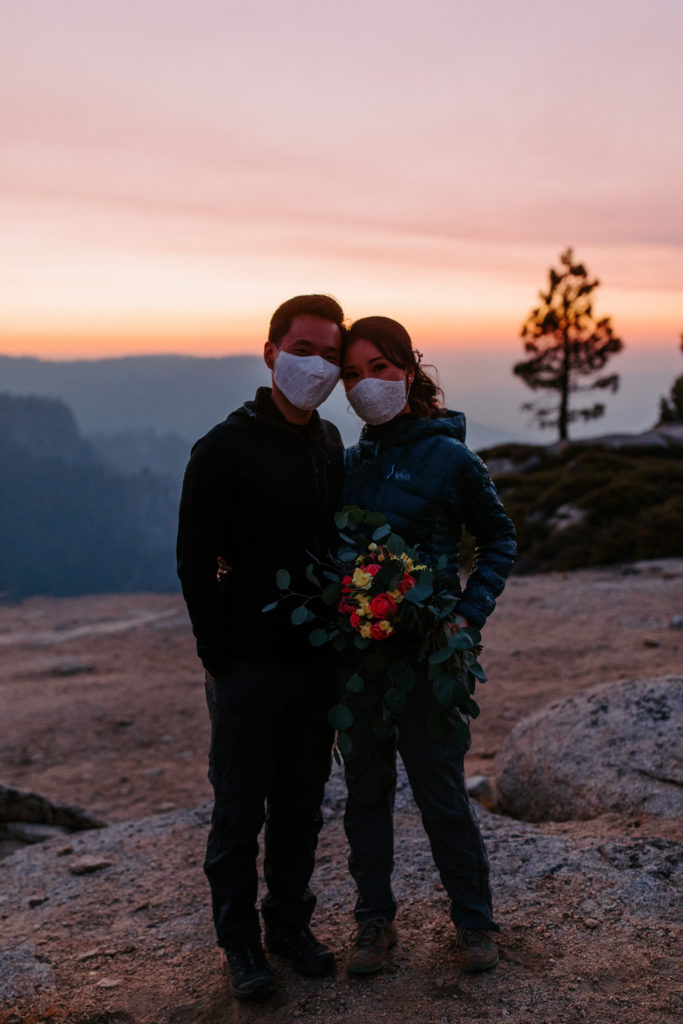 groom and bride hiking after elopement, Taft Point elopement, Yosemite Elopement, Glacier Point Elopement, best places to elope in california, northern california elopement, Rachel Christopherson Photography