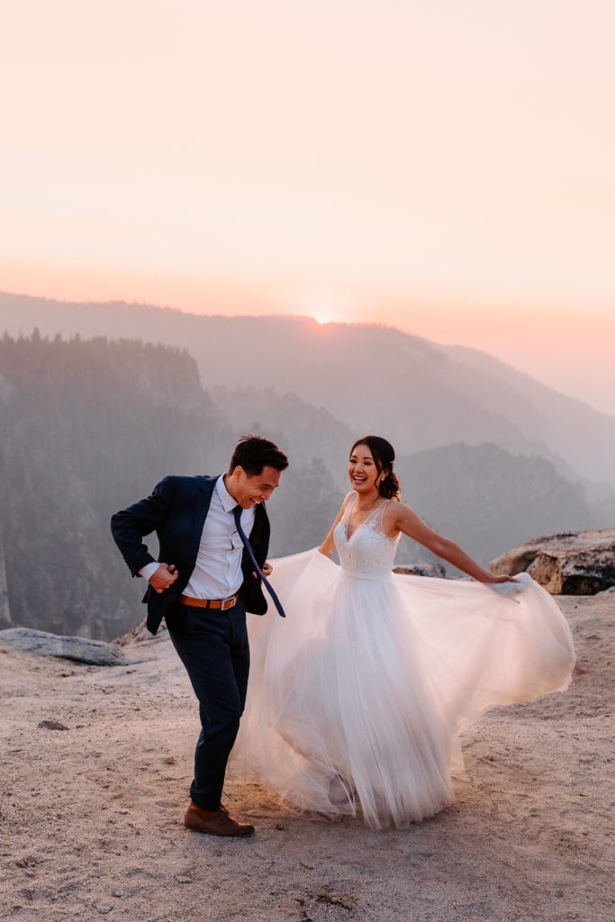 bride and groom dancing at Taft Point, Taft Point elopement, Yosemite Elopement, Glacier Point Elopement, best places to elope in california, northern california elopement, Rachel Christopherson Photography