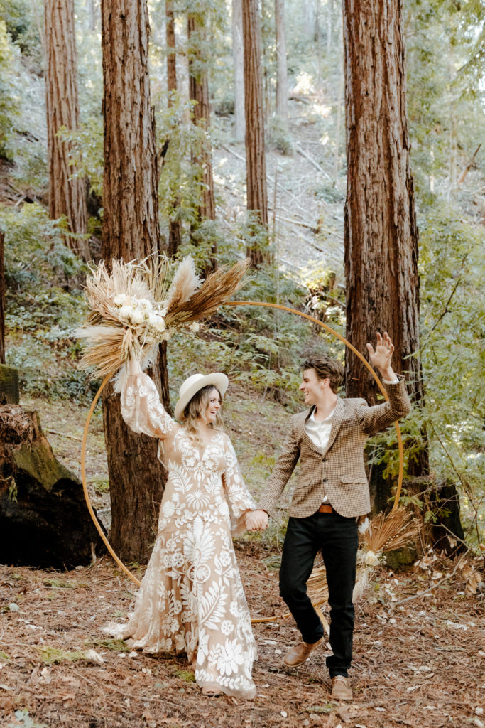 bridal hat, California Redwoods wedding, Santa cruz wedding, santa cruz elopement, santa cruz wedding photographer, big sur elopement, big sur wedding, boho bride, california boho elopement, boho wedding dress, best places to elope in California, California elopement, California forest elopement, boho bride inspo, santa cruz wedding photographer, big sur wedding photographer, Rachel Christopherson Photography