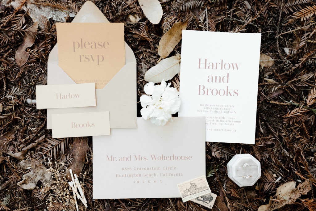California Redwoods wedding, Santa cruz wedding, boho wedding invitations, boho wedding ring, Rachel Christopherson Photography