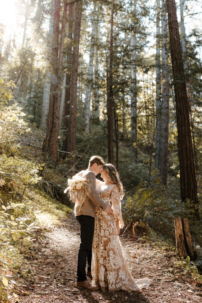 California Redwoods wedding, Santa cruz wedding, santa cruz elopement, santa cruz wedding photographer, big sur elopement, big sur wedding, boho bride, california boho elopement, boho wedding dress, best places to elope in California, California elopement, California forest elopement, boho bride inspo, santa cruz wedding photographer, big sur wedding photographer, Rachel Christopherson Photography