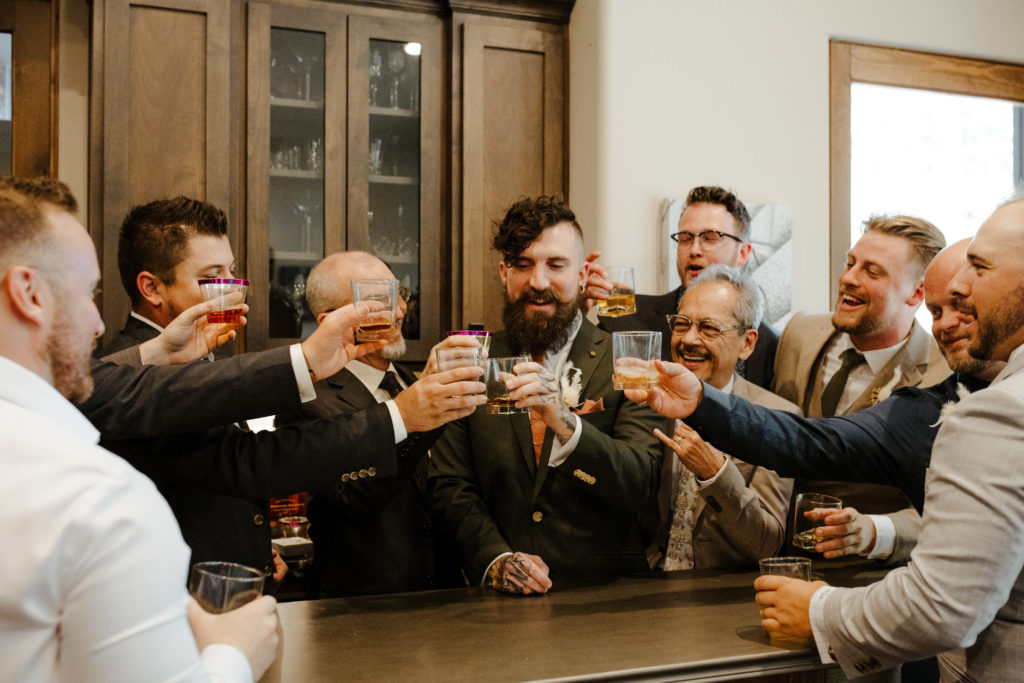 Rachel Christopherson Photography-Backyard Wedding-Unique Wedding Arch-Boho Wedding-Boho Bride-Edgy Wedding-Tattooed Groom-Lake Tahoe Wedding-Northern California Wedding-Nor Cal Wedding-Sacramento-Lake Tahoe-Monterey-Carmel-Santa Cruz-Big Sur-Yosemite-Mendocino-Wedding and Elopement Photographer-Groomsmen Shots-Groomsmen Cheers-Groomsmen Photos