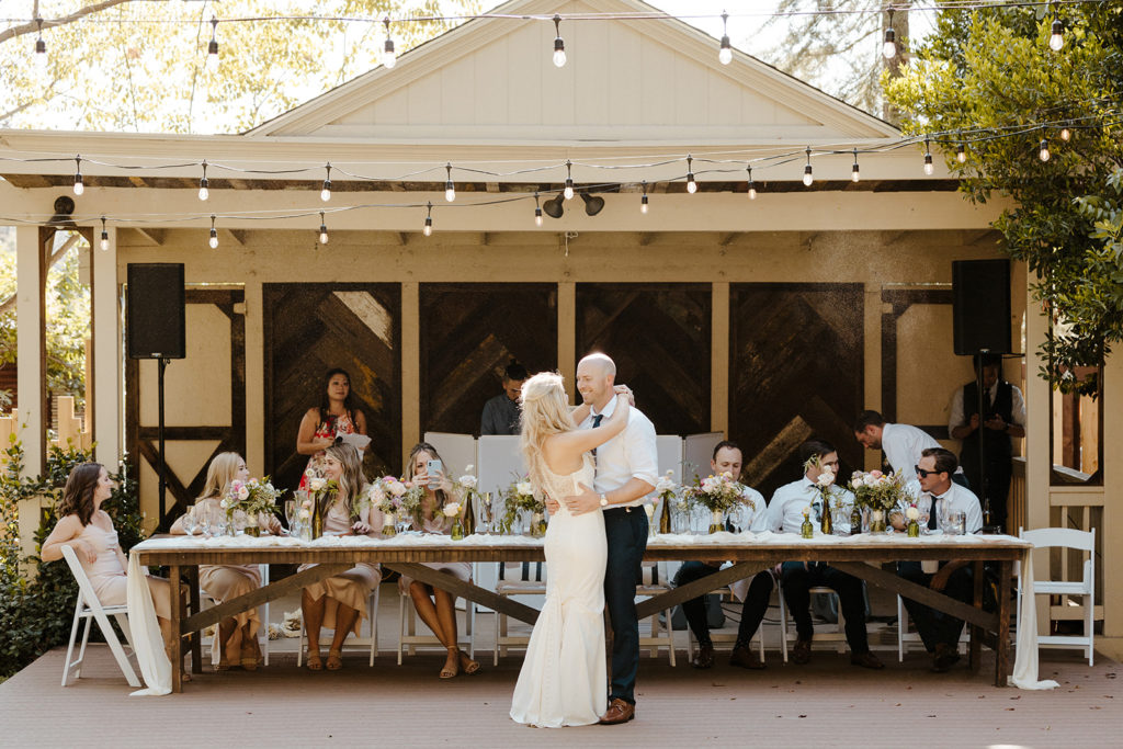 Rachel Christopherson Photography-Sacramento Garden Wedding-Rustic Wedding-Summer Wedding-Northern California-Nor Cal-Wedding Reception-Wedding-Party Table-Wedding Dance Floor-Wedding Reception Dance Floor-Bride and Groom First Dance