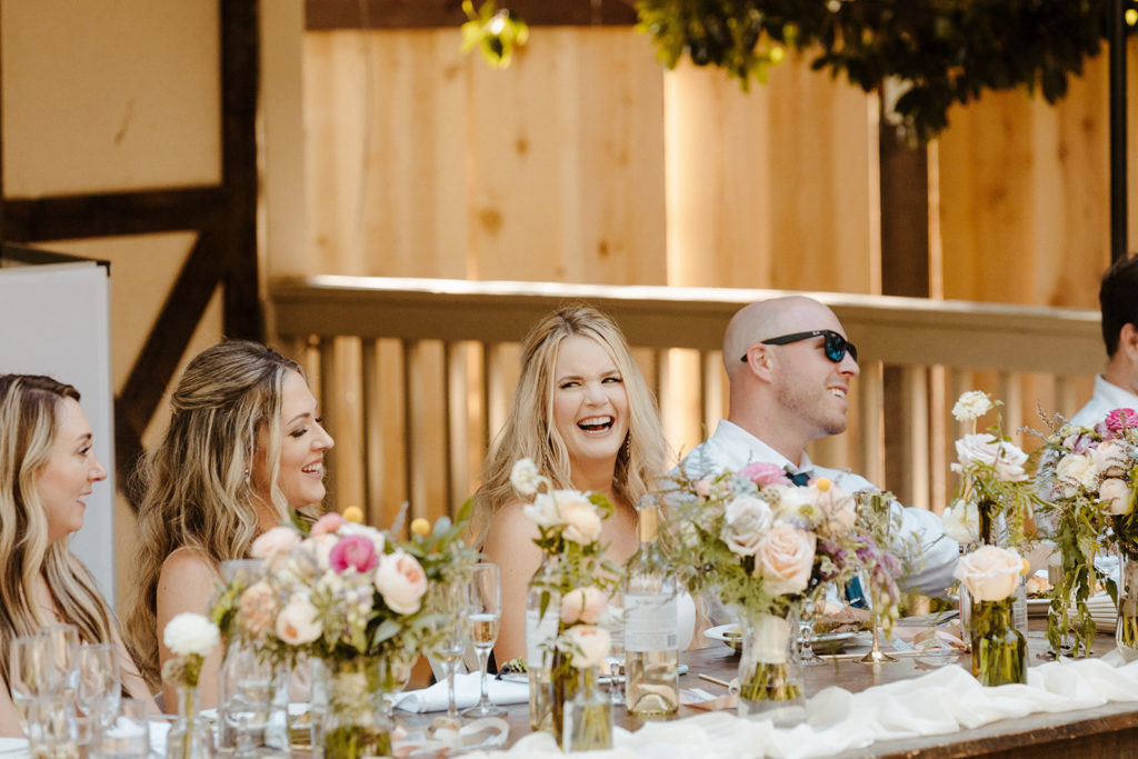 Rachel Christopherson Photography-Sacramento Garden Wedding-Rustic Wedding-Summer Wedding-Northern California-Nor Cal-Wedding Reception-Wedding-Party Table-Reception Speeches