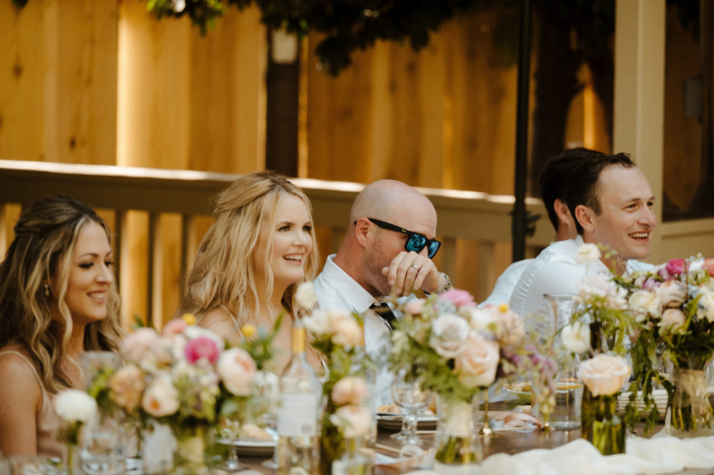 Rachel Christopherson Photography-Sacramento Garden Wedding-Rustic Wedding-Summer Wedding-Northern California-Nor Cal-Wedding Reception-Wedding-Party Table-Reception Speeches