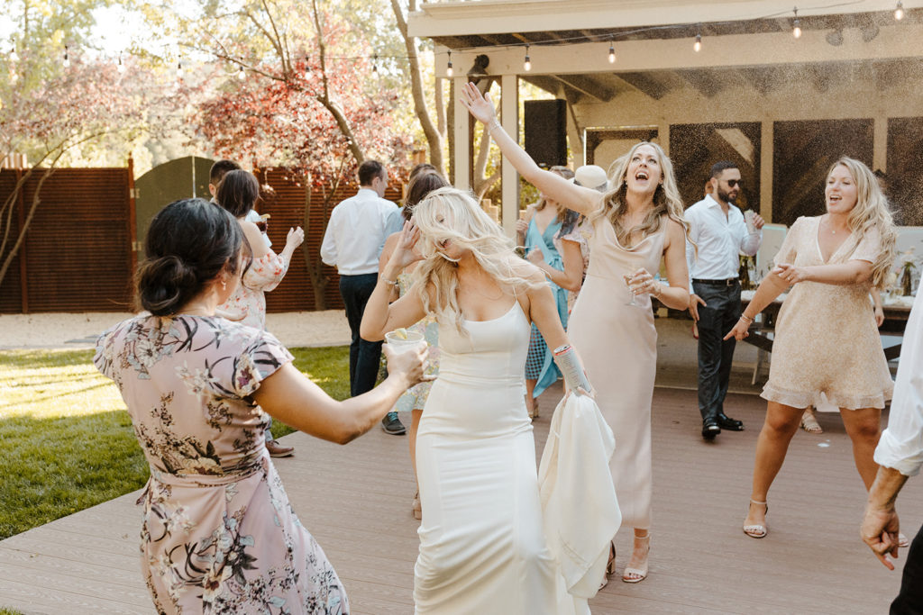 Rachel Christopherson Photography-Sacramento Garden Wedding-Rustic Wedding-Summer Wedding-Northern California-Nor Cal-Wedding Reception-Wedding-Party Table-Wedding Dance Floor-Wedding Reception Dance Floor-Bride