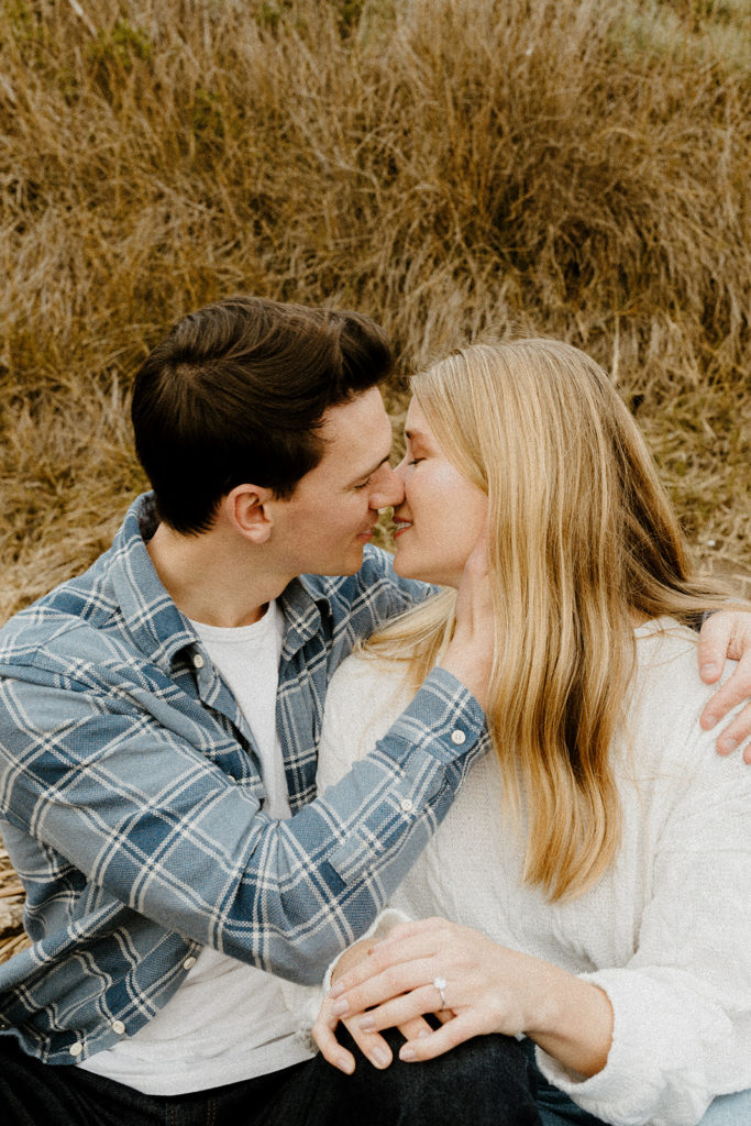 Rachel Christopherson Photography - Engaged couple kissing, kirby cove engagement photos, beach engagement photos