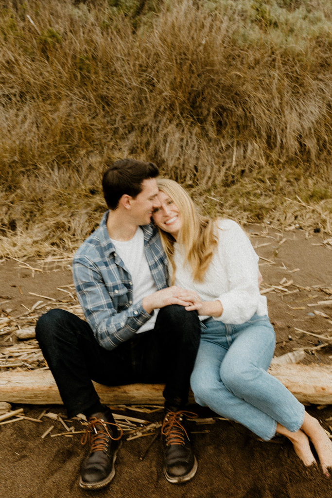 Rachel Christopherson Photography - Engaged couple holding each other, kirby cove engagement photos, beach engagement photos