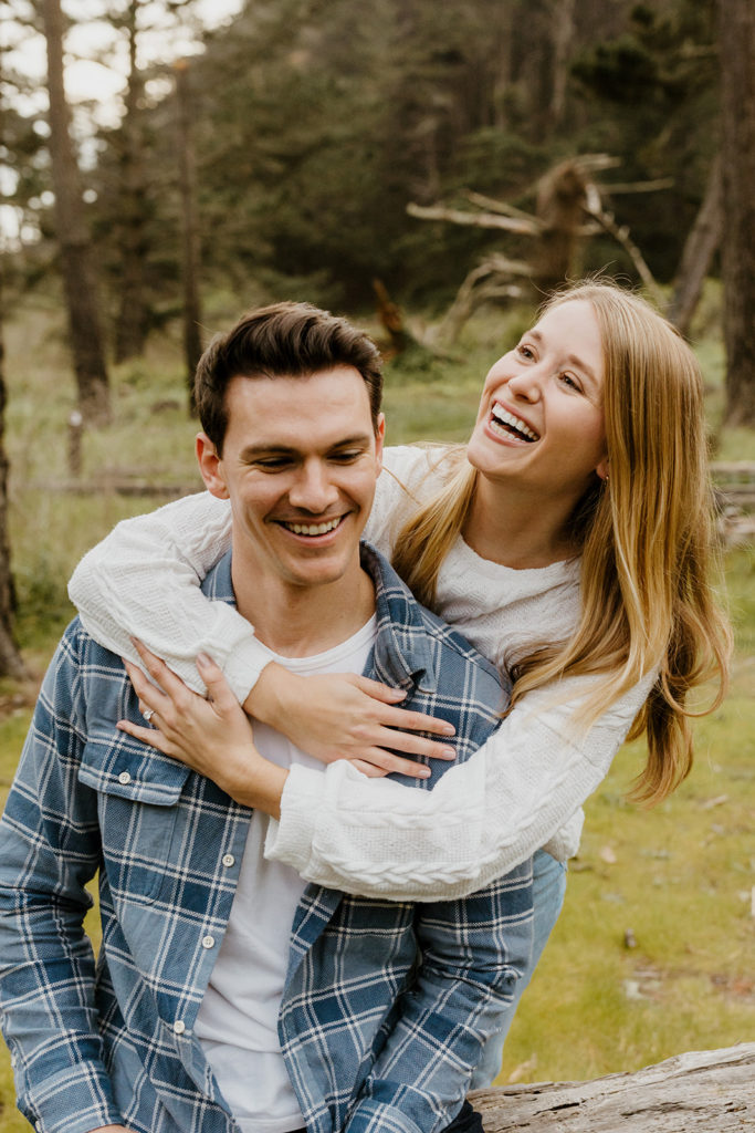 Rachel Christopherson Photography - Engaged couple laughing, candid engagement photoskirby cove engagement photos