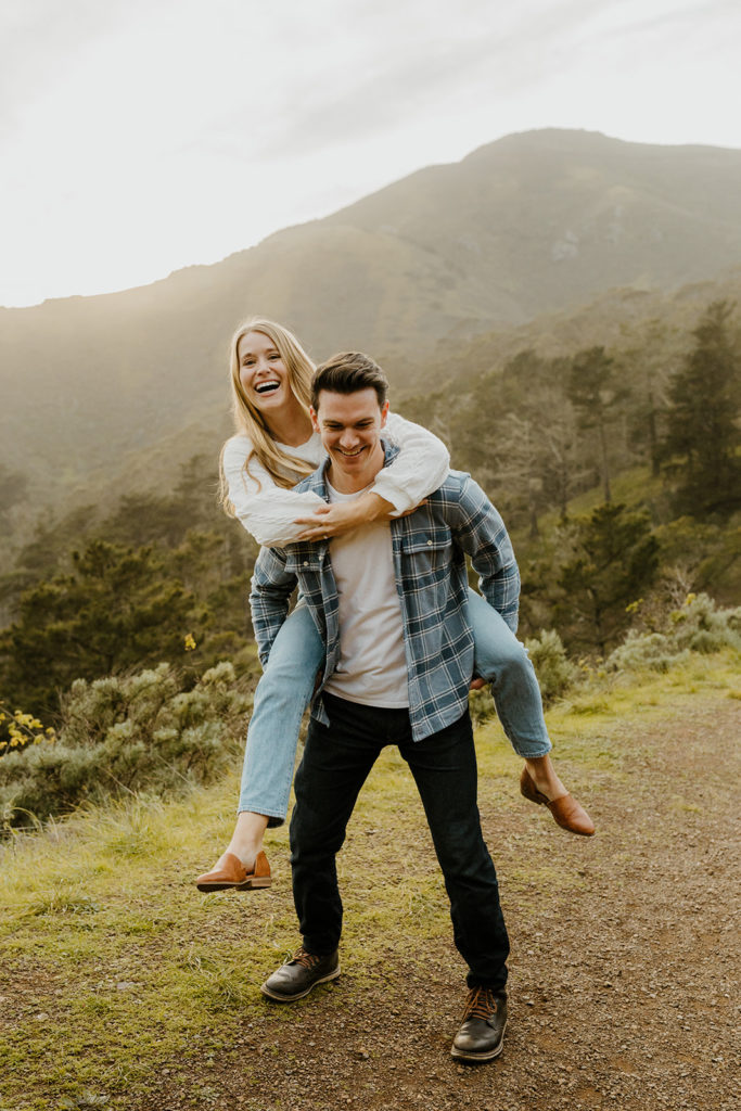 Rachel Christopherson Photography - Engaged couple laughing, candid engagement photos. kirby cove engagement photos