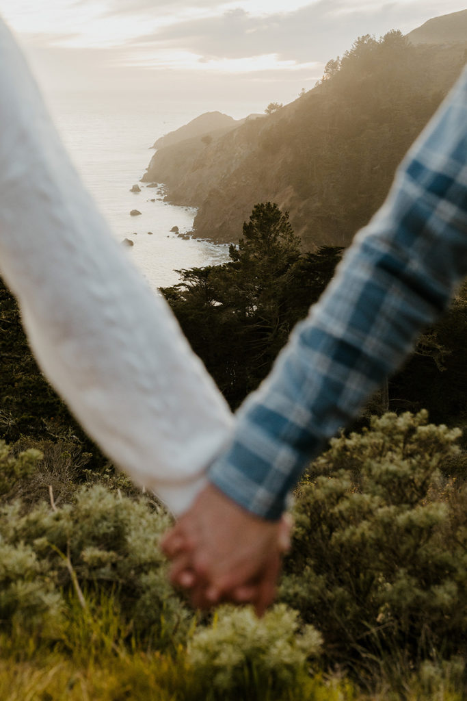 Rachel Christopherson Photography - Engaged couple holding hands, kirby cove engagement photos