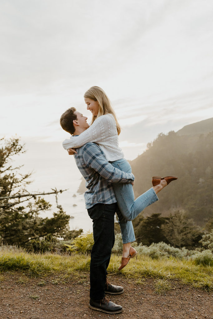 Rachel Christopherson Photography - Engaged couple holding each other. kirby cove engagement photos