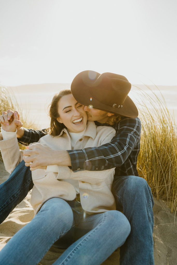 Rachel Christopherson Engagement Photographer-Engaged couple cuddling and laughing-San Francisco Engagement Photos, Northern California Engagement Photos, Point Reyes Engagement Photos, Bodega Bay Engagement Photos, Dillon Beach Engagement Photos, Bay Area Engagement Photos