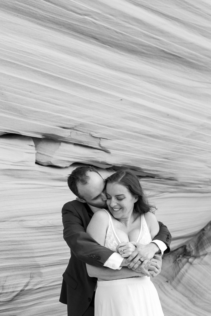 Rachel Christopherson Photography - Zion Utah elopement, National Park elopement, adventurous bride and groom, bride and groom photos, black and white elopement photos