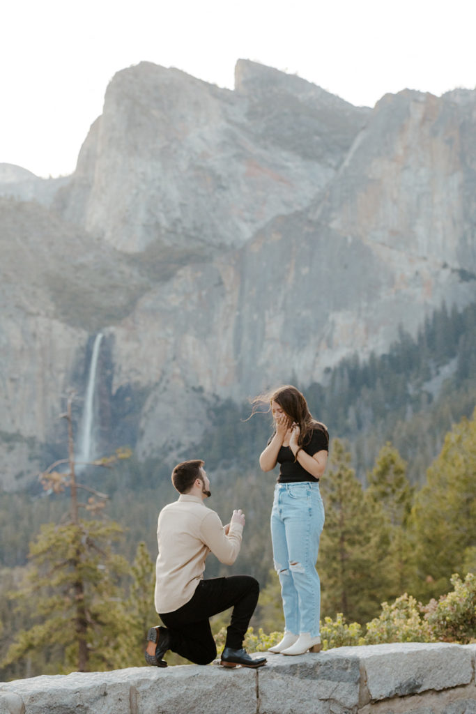 Rachel Christopherson Yosemite Engagement Photographer - Yosemite Falls engagement photos, surprise proposal photos, best places to propose in yosemite