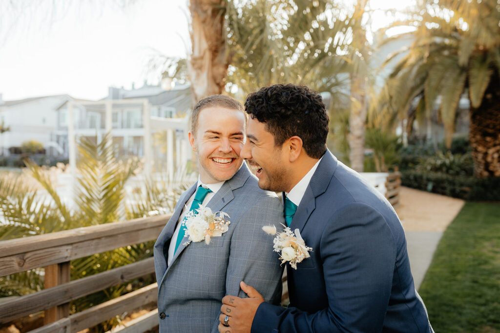 Rachel C Photography - LGBTQ wedding photographer, grooms laughing