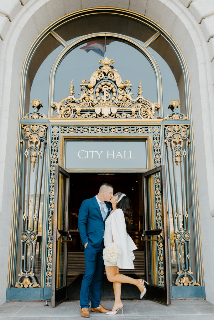 Rachel C Photography - Bride and groom in front of san francisco city hall