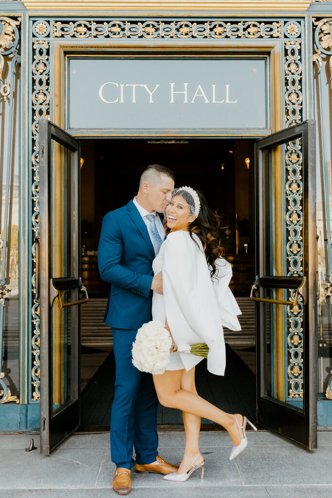 Rachel C Photography - bride and groom in front of SF city hall