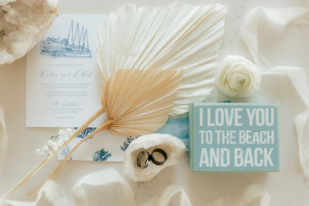 Rachel C Photography - Classy beach wedding details, beach inspired wedding invitations