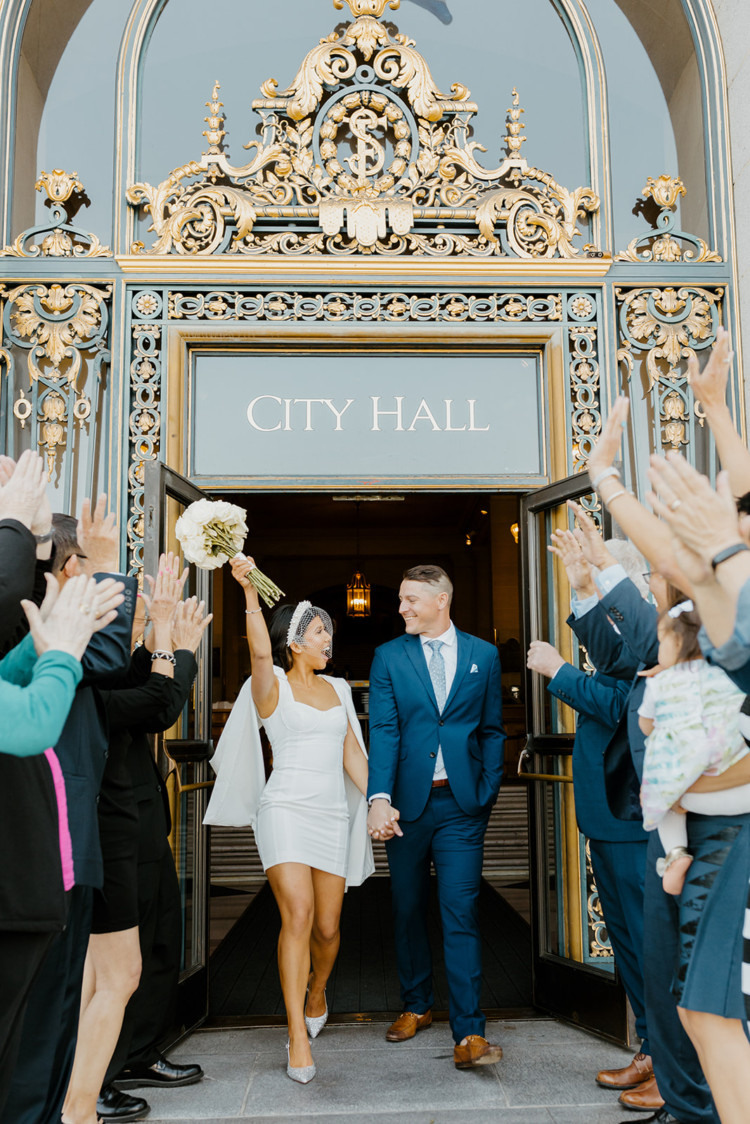 Rachel C Photography - Bride and groom ceremony exit, san francisco city hall elopement