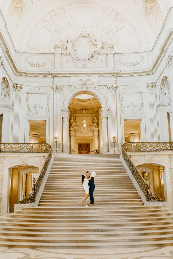 Rachel C Photography - bride and groom on grand san francisco city hall staircase, bay area elopement