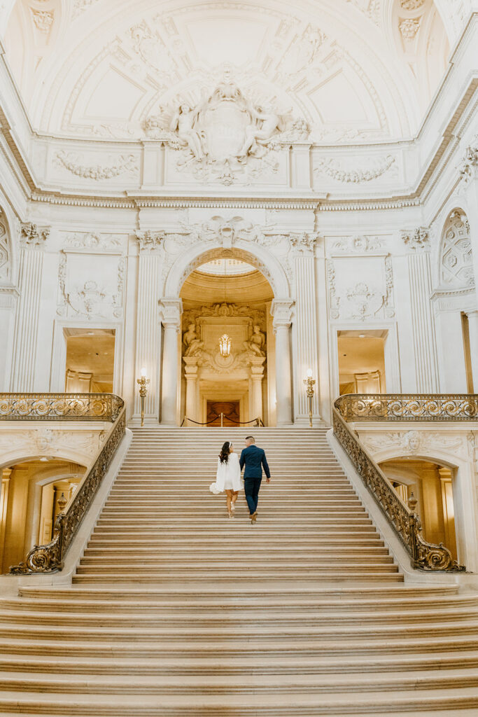 Rachel C Photography - bride and groom on san francisco city hall stairs, intimate bay area elopement