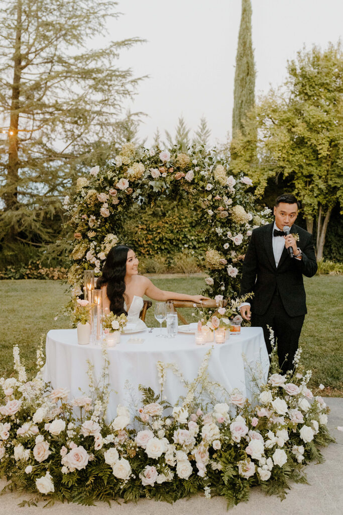 Rachel C Photography - blush pink wedding flowers, bride and groom sweet heart table
