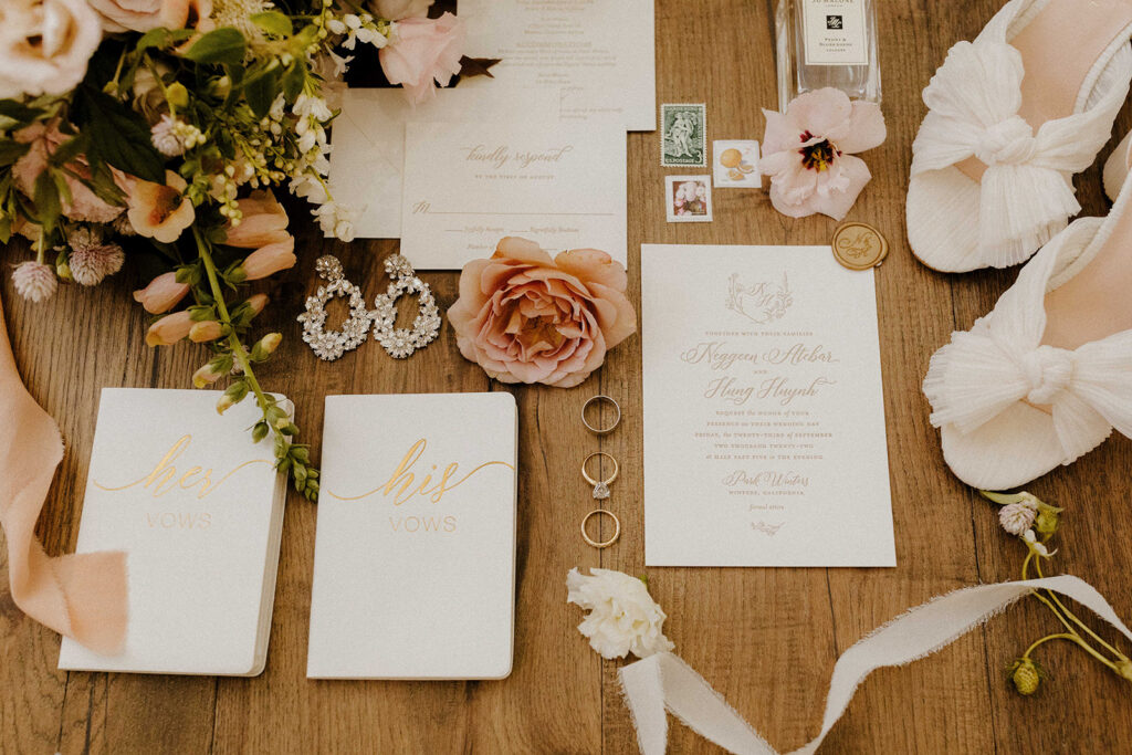 Rachel C Photography - Blush pink wedding details, wedding invitation