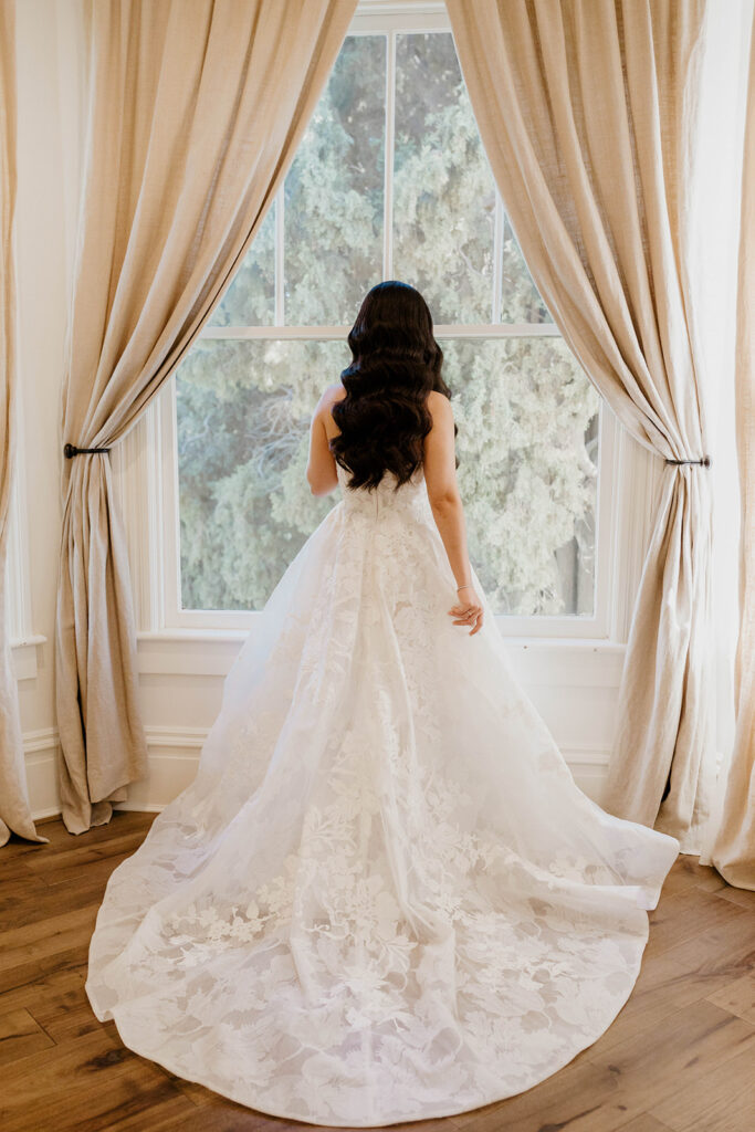 Rachel C Photography - Bridal style, lace wedding dress with train