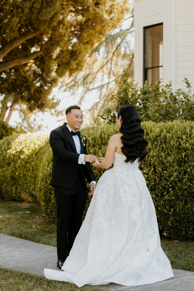 Rachel C Photography - bride and groom first look, sonoma wedding photographer
