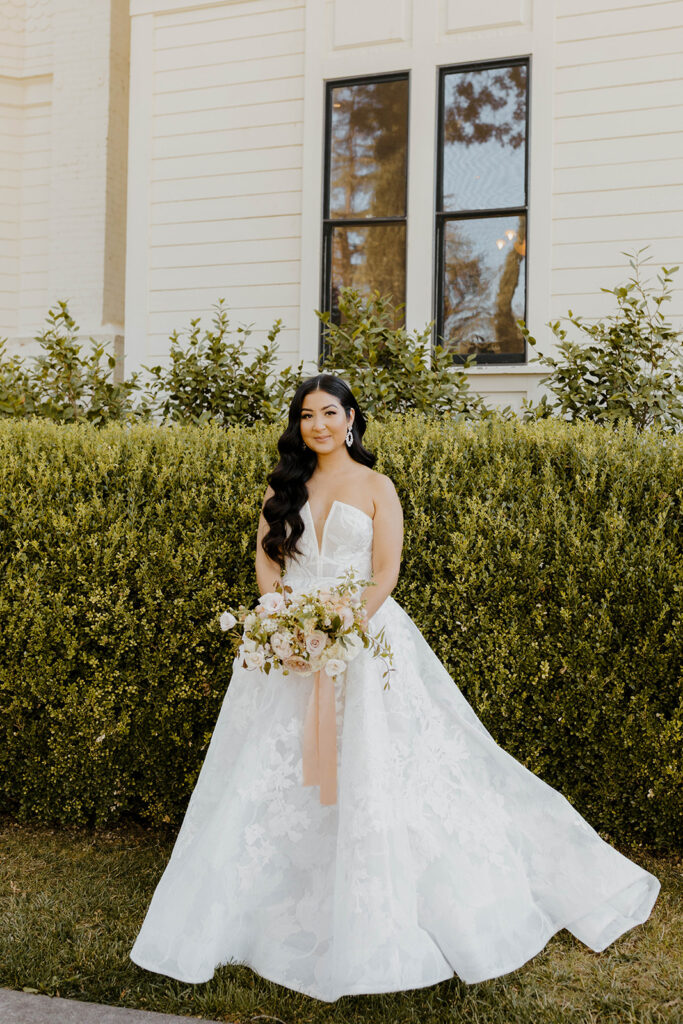 Rachel C Photography - strapless lace wedding dress with train, high-end bridal look