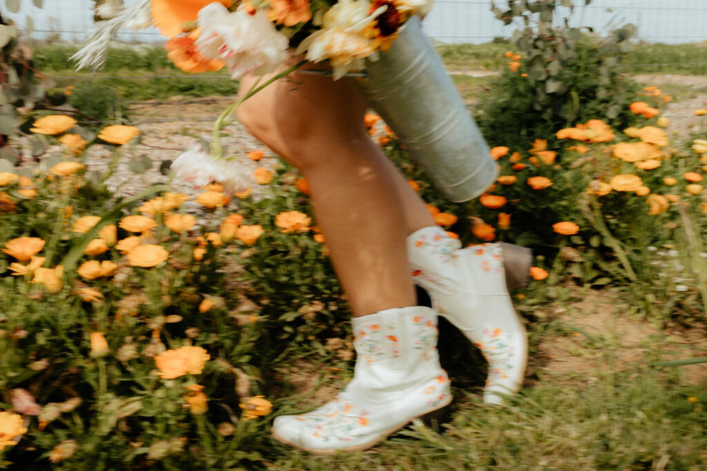 White floral cowboy boots