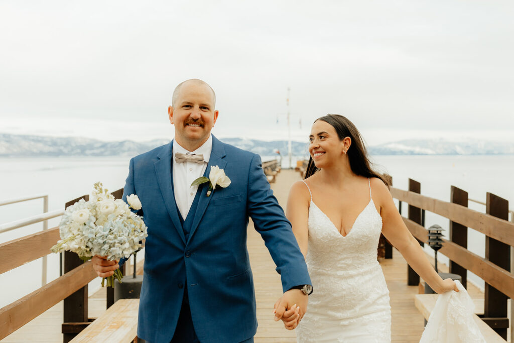 Bride and groom portraits from their classic Lake Tahoe Wedding